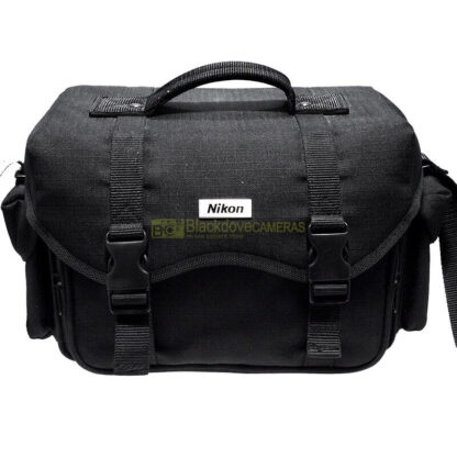 Borsa a tracolla nera per attrezzatura fotografica Nikon cm 14x16x28 Camera bag - immagine 3